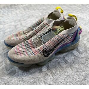 Nike Air VaporMax 2020 Flyknit Women's Size 9.5 Gray Blue Running Shoes Sneakers